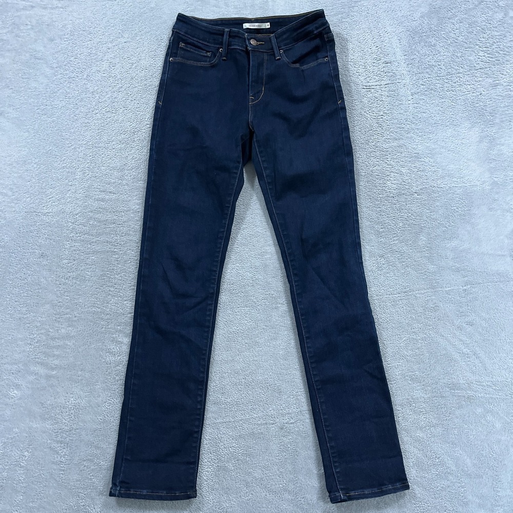 Levis Skinny Jeans Womens 4 Blue Denim Cotton Stretch Logo Mid Rise Dark Wash